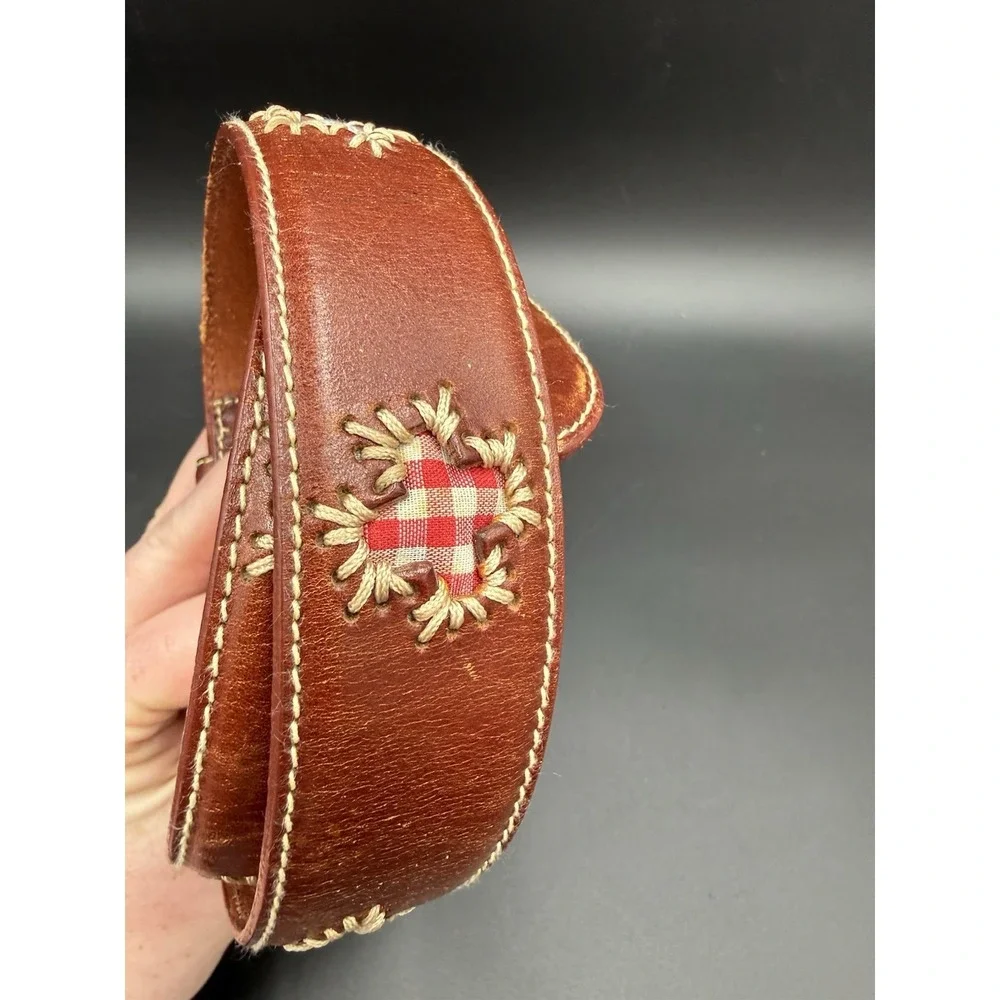 Y2K belt FOSSIL brown Sz Large Celestial patchwork leather BOHO hippie vintage